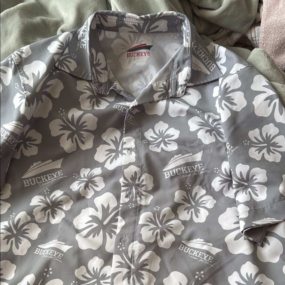 OSU Buckeye Cruise for Cancer Gray Floral Men's Shirt